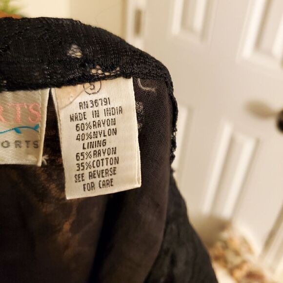 Vintage PASSPORTS  Pier One Black Dropped Waist Plated Dress - Picture 5 of 15